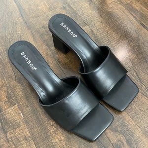 Zara Black Heeled Mules